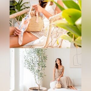 Sea & Grass Tan Woven Handbag crossbody with dust bag